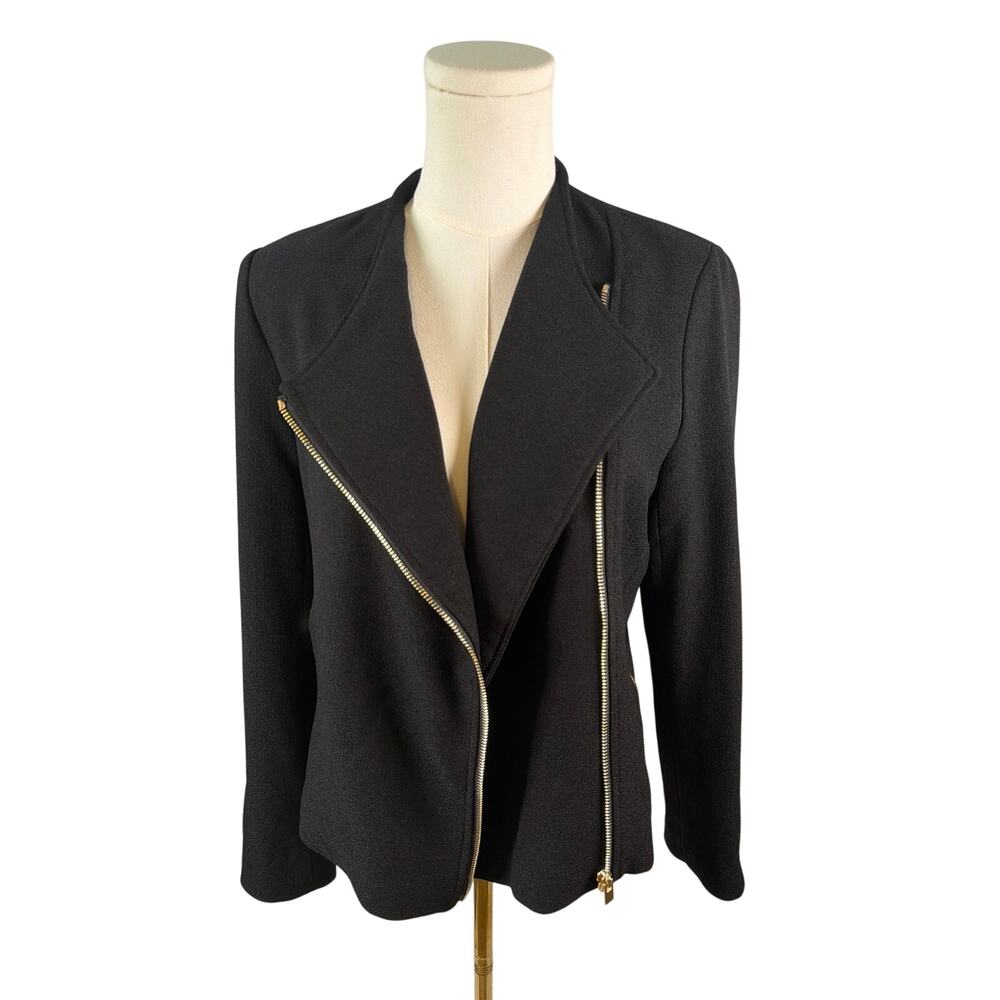 Club Monaco Vendaya Black Asymmetrical Moto Blazer Zip Office Siren NWT Small